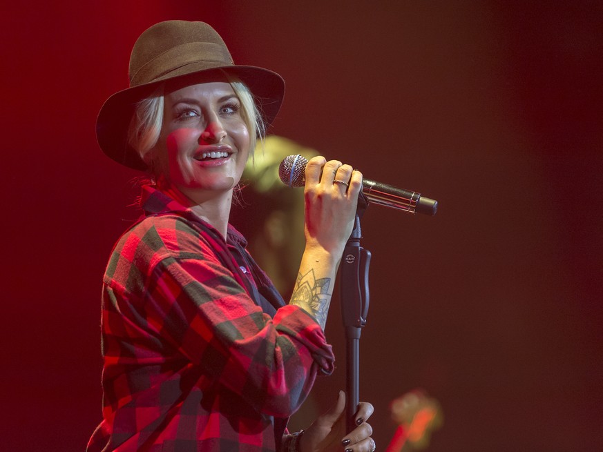 German singer Sarah Connor performs on stage at the Baloise Session in Basel, Switzerland, on Friday, October 23, 2015. (KEYSTONE/Georgios Kefalas)