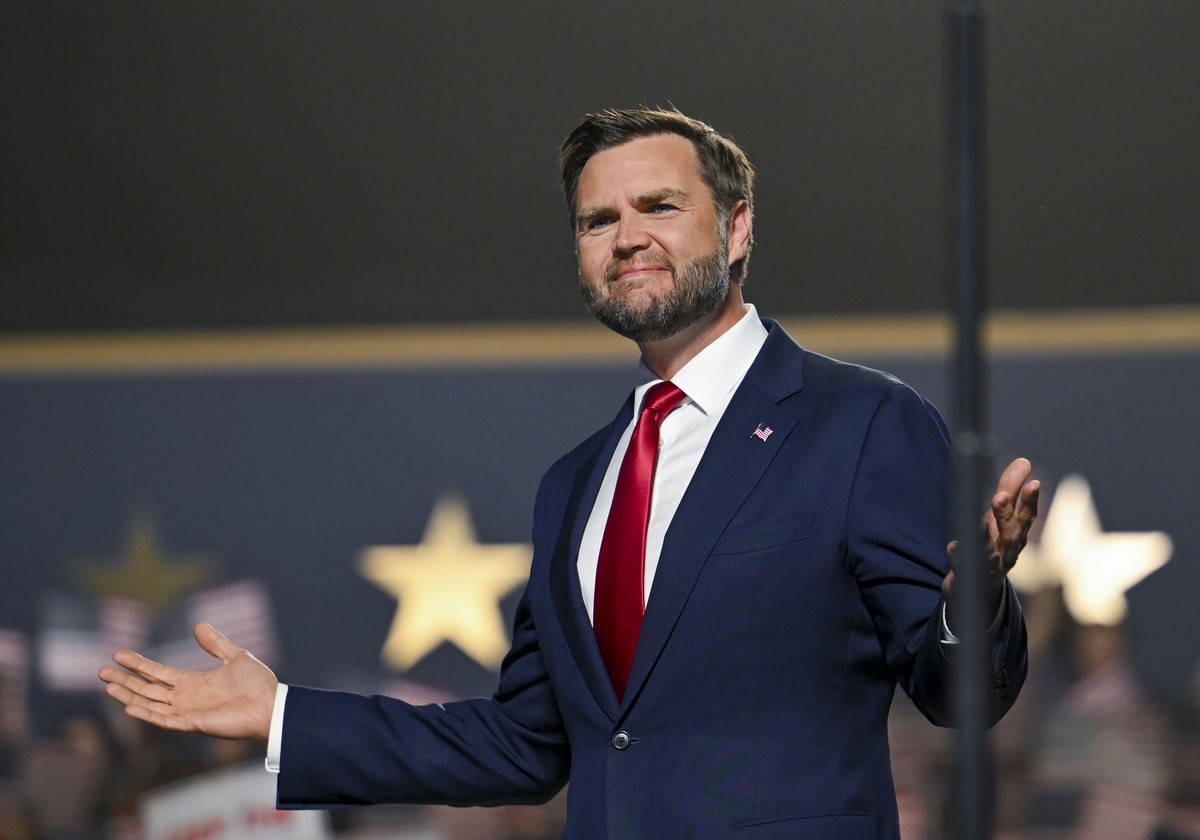 epa13230491 US Vice President JD Vance speaks on the second day of the Midterm Republican National Convention (RNC) at the American Airlines Center in Dallas, Texas, USA, 10 September 2026. The two-da ...