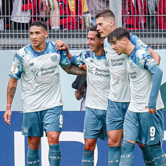 Deutschland: Fussball Saison 2026 / 2027 , DFB-Pokal Runde 1 / 1. Runde , SV Wehen Wiesbaden vs. Bayer Leverkusen - Brita-Arena Wiesbaden : Afonso Moreira Bayer 04 Leverkusen, 9 , Lucas Vazquez Bayer  ...