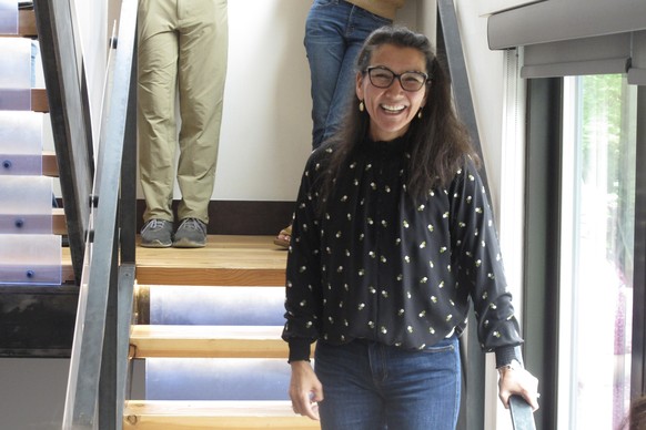 Democrat Mary Peltola smiles at supporters after delivering remarks at a fundraiser on Aug. 12, 2022, in Juneau, Alaska. Peltola is in two races on the Aug. 16, 2022, ballot in Alaska. One is the U.S. ...