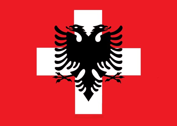 Die Schweizer Flagge kurzerhand etwas abgeändert.