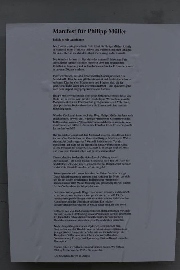 Das Manifest war an der Tür des Kulturhauses Tommasini angebracht.<br data-editable="remove">