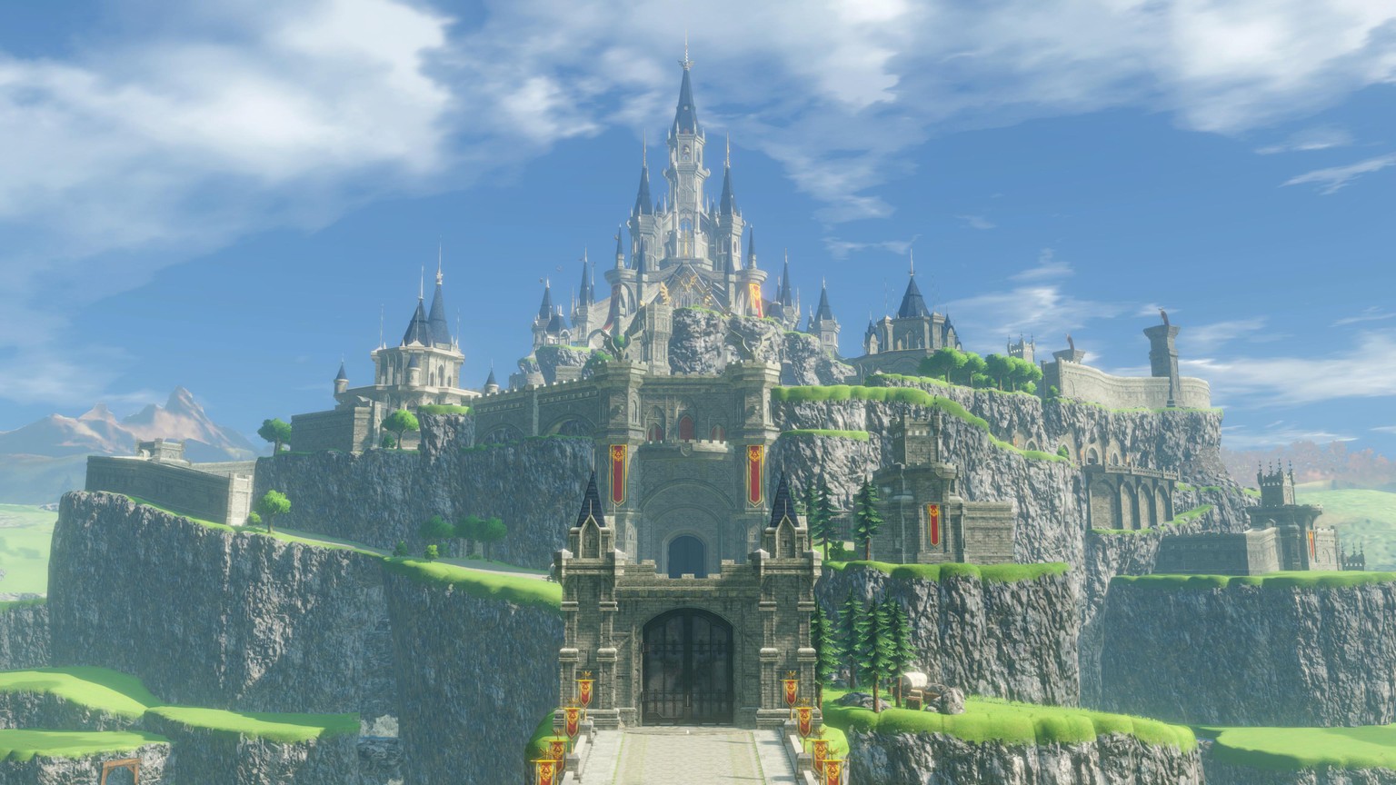 Hier sieht das bekannte Schloss von Hyrule noch unversehrt aus.