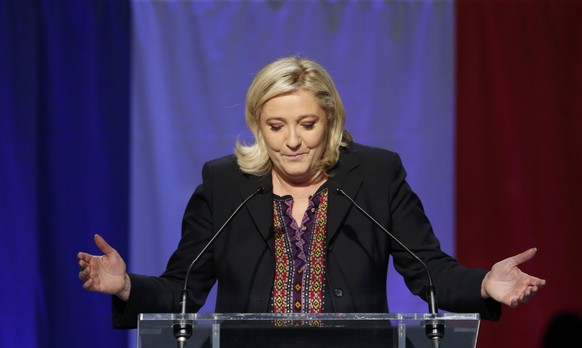 Marine Le Pen, Parteichefin des Front National, nach Bekanntgabe des Resultats.