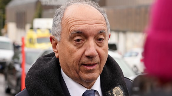 Italian ambassador Gian Lorenzo Cornado talks to the media outside a reception centre near the sealed off Le Constellation bar in Crans-Montana, Swiss Alps, Switzerland, Saturday, Jan. 3, 2026, where  ...