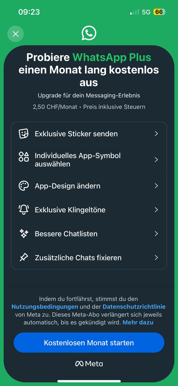 So preist Meta das Abo WhatsApp Plus an.