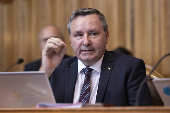 Werner Salzmann, SVP-BE, spricht waehrend der Herbstsession der Eidgenoessischen Raete, am Donnerstag, 28. September 2023 im Staenderat in Bern. (KEYSTONE/Anthony Anex)