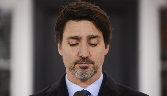 Prime Minister Justin Trudeau addresses Canadians on the COVID-19 pandemic from Rideau Cottage in Ottawa on Monday, March 30, 2020. Canadian Prime Minister Trudeau says he will continue to self-isolat ...