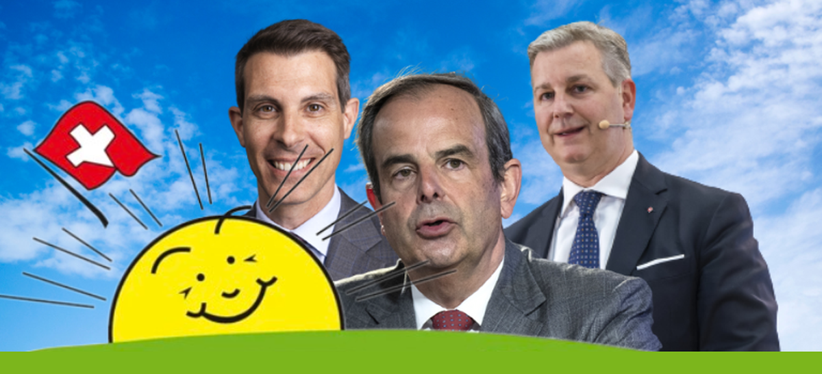Thierry Burkart, Gerhard Pfister, Marco Chiesa: respectivement présidents du PLR, du Centre et de l'UDC.