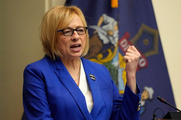FILE - Democratic Gov. Janet Mills delivers her State of the State address, Jan. 30, 2024, at the State House in Augusta, Maine. (AP Photo/Robert F. Bukaty, File)
Janet Mills