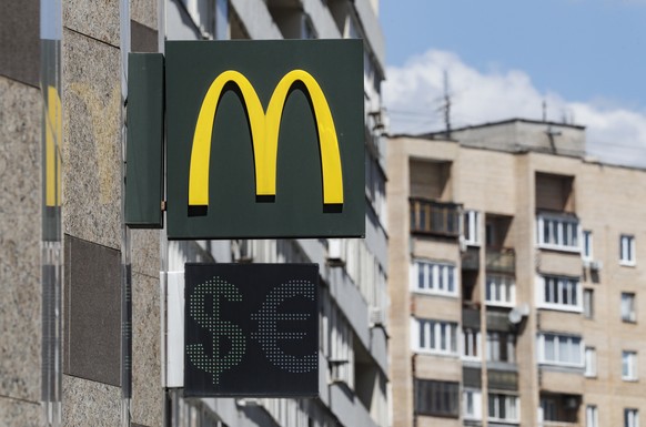 epa09986499 The logo of closed McDonald&#039;s in Moscow, Russia, 30 May 2022. On 14 March 2022, due to events in Ukraine, McDonald&#039;s Corporation ceased its operations in Russia. On 16 May 2022 t ...