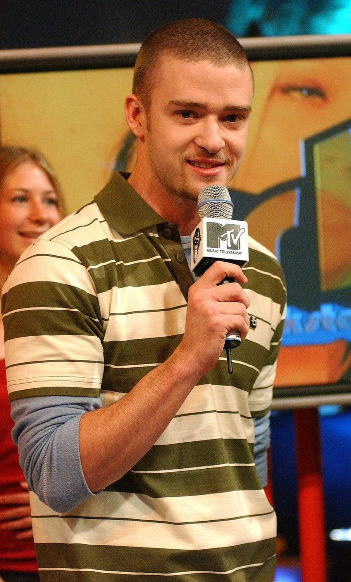 Singer Justin Timberlake during his guest appearance on MTV's TRL UK at the MTV studio in Edinburgh. Justin appears on the show ahead of the MTV Europe Music Awards Thursday 6 November 2003. EPA/ ...