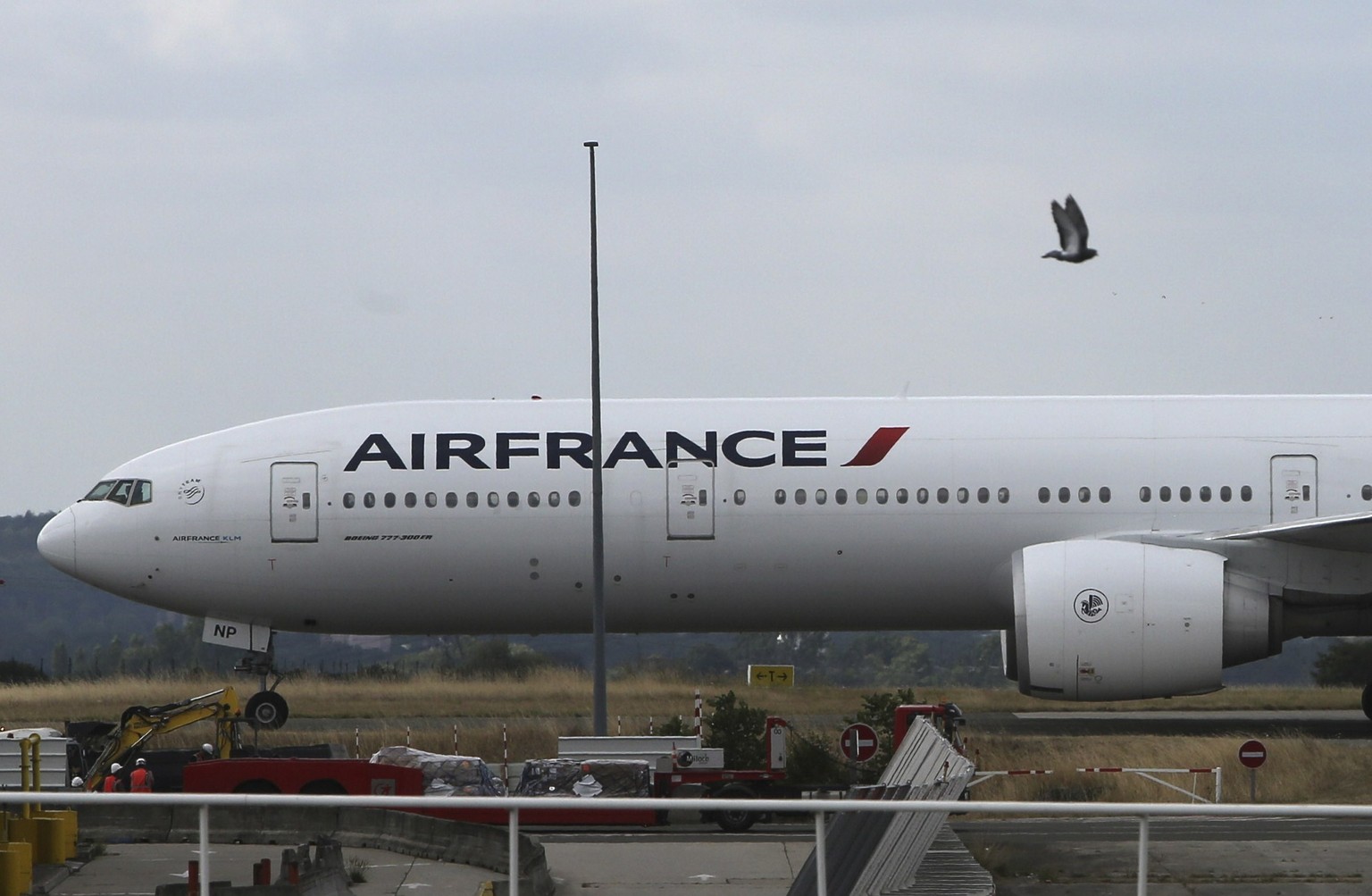 Air France flight AF401 carrying Chilean national Nicolas Zepeda lands at Charles de Gaulle airport near Paris, France, Friday July 24, 2020. Zepeda is being extradited to France where he faces charge ...