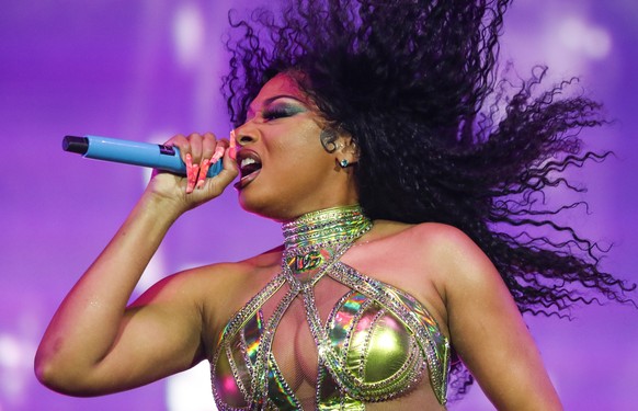 epa09905861 Megan Thee Stallion performs during the Coachella Valley Music and Arts Festival in Indio, near Palm Springs, California, USA, 23 April 2022. EPA/CAROLINE BREHMAN