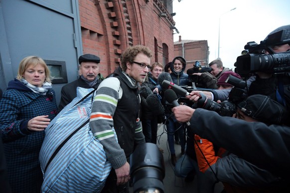 Marco Weber bei seiner Freilassung aus dem Gefängnis in St. Petersburg am&nbsp;22. November 2013.