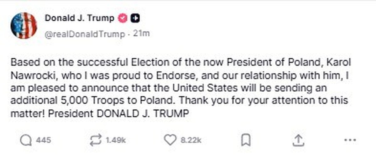 Der Truth-Social-Post des US-Präsidenten.