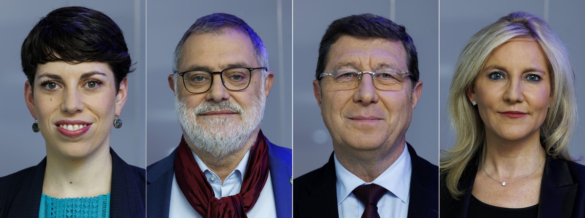 Combo de gauche a droite: Lisa Mazzone, candidate Les Verts - GE a l'election au Conseil aux Etats, Carlo Sommaruga, candidat Parti socialiste - GE a l'election au Conseil aux Etats, Mauro P ...