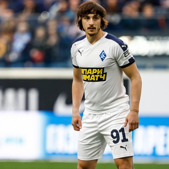 April 28, 2019 - Saint Petersburg, Russia - Pavel Yakovlev of PFC Krylia Sovetov Samara during the Russian Premier League match between FC Zenit Saint Petersburg and PFC Krylia Sovetov Samara on April ...