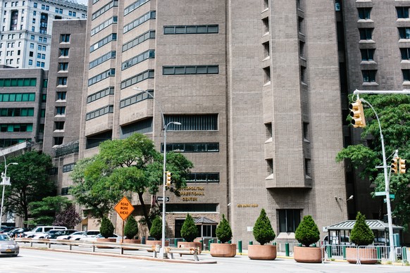 epa07766858 External view of the Manhattan Correctional Center where the US financier Jeffrey Epstein was found dead in New York, USA, 10 August 2019. According to media reports, Epstein was found dea ...