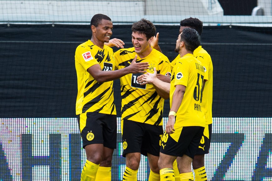 Fu�ball: Testspiele, BVB Sommer-Trainingslager 2020, Borussia Dortmund - Austria Wien am 16.08.2020 in der Cashpoint-Arena in Altach �sterreich. m. Dortmunds Giovanni Reyna jubelt nach seinem Tor zum ...