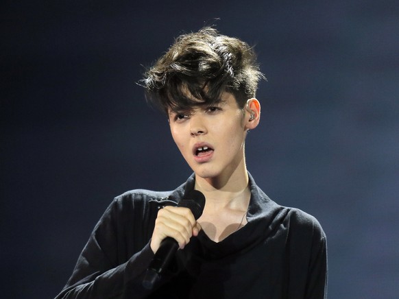 Kristian Kostov from Bulgaria performs the song &quot;Beautiful Mess&quot; during rehearsals for the Eurovision Song Contest, in Kiev, Ukraine, Wednesday, May 10, 2017. The final of The Eurovision Son ...