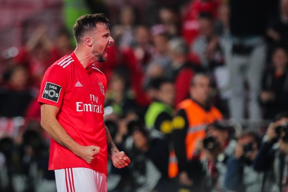 epa07397694 Benfica&#039;s Haris Seferovic celebrates after scoring a goal against Desportivo de Chaves during the Portuguese First League Soccer match at Luz Stadium in Lisbon, Portugal, 25 February  ...