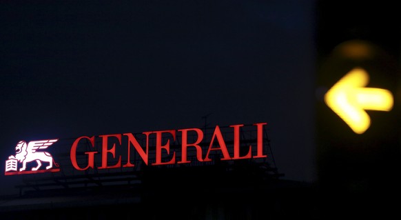 The Assicurazioni Generali logo is seen in downtown Milan, Italy, February 8, 2016. French corporate raider Vincent Bollore is making his influence felt in corporate Italy by defying the country&#039; ...