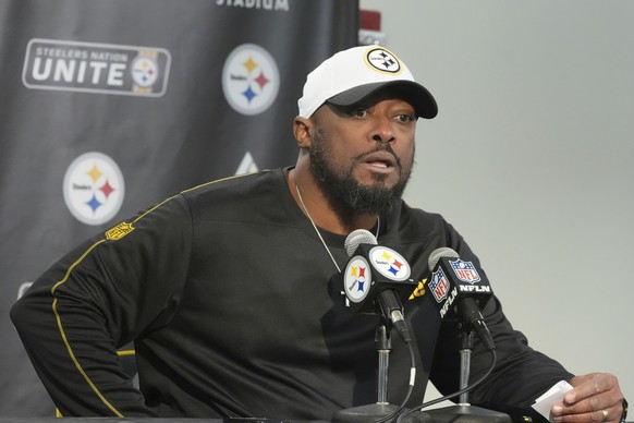 Pittsburgh Steelers head coach Mike Tomlin speaks during a news conference after an NFL football game against the Cincinnati Bengals in Pittsburgh, Saturday, Jan. 4, 2025. The Bengals won 19-17. (AP P ...