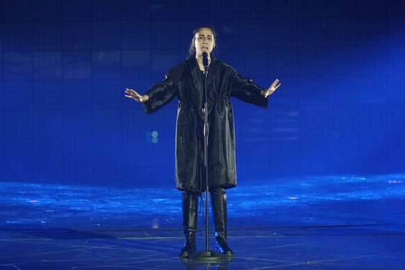 Andrea from North Macedonia singing &#039;Circles&#039; performs during rehearsals at the Eurovision Song Contest in Turin, Italy, Wednesday, May 11, 2022. (AP Photo/Luca Bruno)