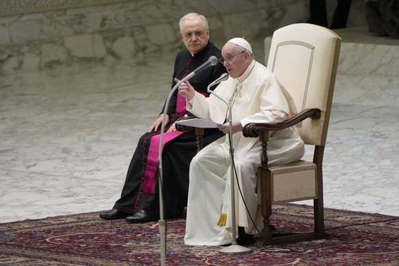 Pope Francis holds his weekly general audience at the Vatican, Wednesday, Aug. 25, 2021. (AP Photo/Gregorio Borgia)