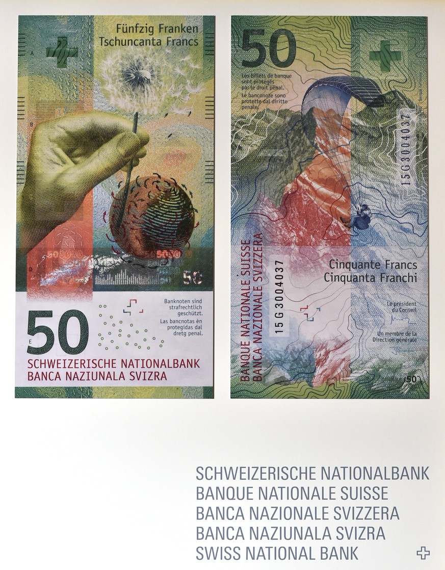 Mit Wind, Hand und Söiblueme – das ist die neue 50er-Note!