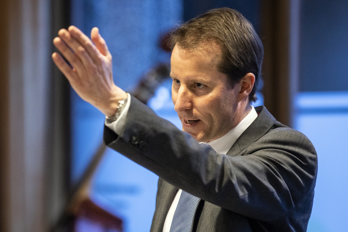 Nationalrat Thomas Aeschi spricht waehrend der Nominationsversammlung fuer die National- und Staenderatswahlen der SVP Kanton Zug am Mittwoch, 3. April 2019, in Steinhausen. (KEYSTONE/Alexandra Wey)