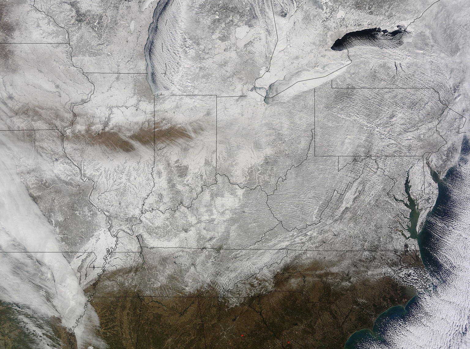 Die Nasa hat dieses Bild veröffentlicht: Die USA von oben. Weiss wie Schnee.