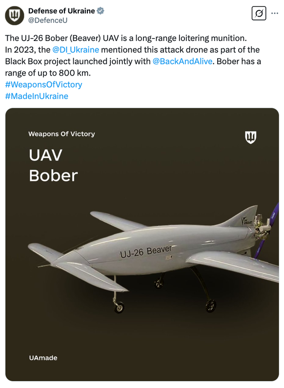X-Post über Drohne vom ukrainischen Verteidigungsministerium.
