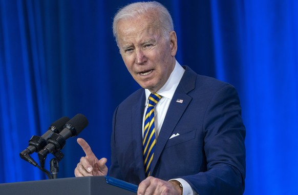 epaselect epa09744747 US President Joe Biden delivers remarks on his administration&#039;s work to lower health care costs, including prescription drug costs, for American families during an event at  ...