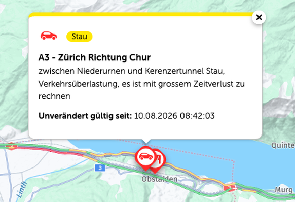 TCS Meldung Unfall A3