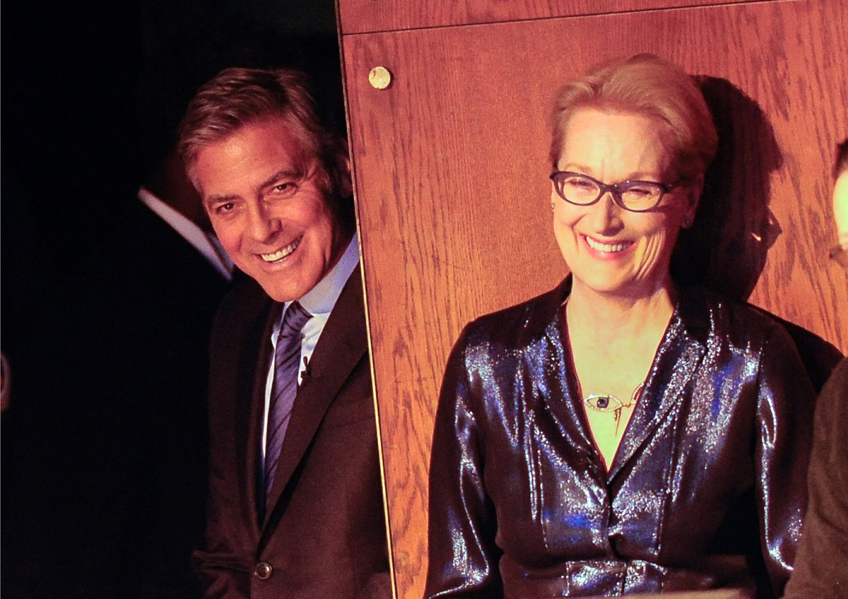 Zwei Golden Agers in Flirtlaune: Meryl Streep, begleitet von George Clooney.