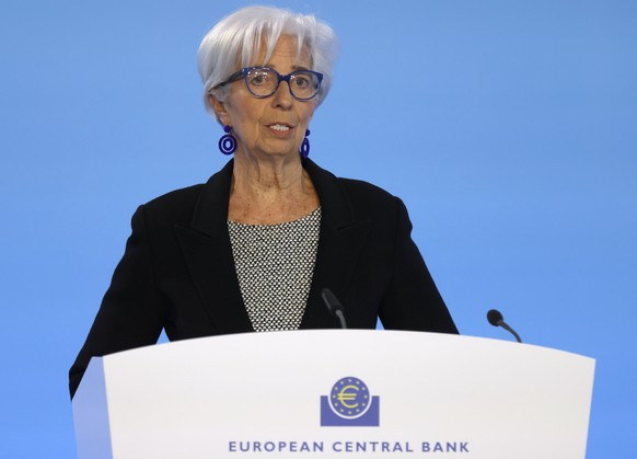 epa10608332 European Central Bank (ECB) President Christine Lagarde addresses a press conference following the meeting of the ECB Governing Council in Frankfurt am Main, Germany, 04 May 2023. EPA/RONA ...