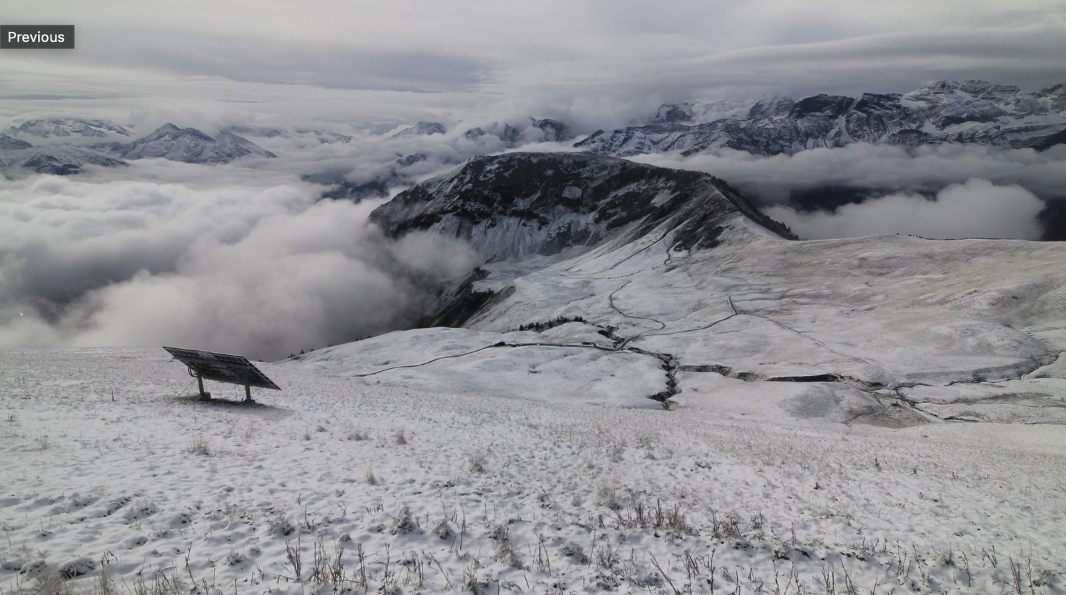 Erster Schneefall in der Schweiz: Hier beim Berghaus Schönbüel in Obwalden.