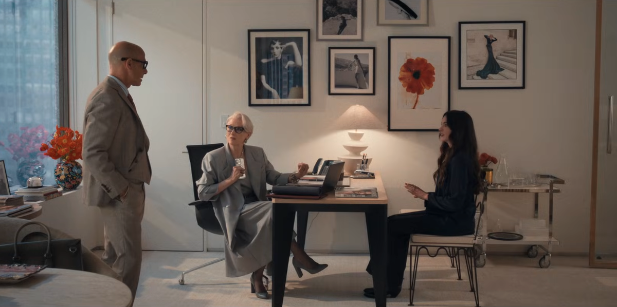 Une vision familière: Miranda, Andrea et Nigel dans le bureau de la rédactrice en cheffe de Runway.