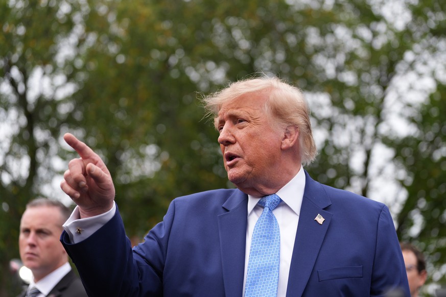 President Donald Trump speaks to reporters at the White House in Washington, Tuesday Sept. 29, 2026, after meeting with top executives of AI firms. (AP Photo/Alex Brandon)
Donald Trump