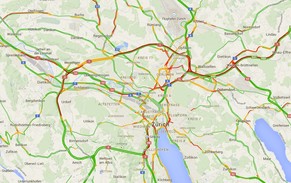 Rot, rot, rot: Die Stausituation rund um Zürich, Stand 08.30 Uhr