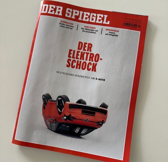 Das «Spiegel»-Cover im März: «Der Elektro-Schock: Deutschland verzweifelt am E-Auto».