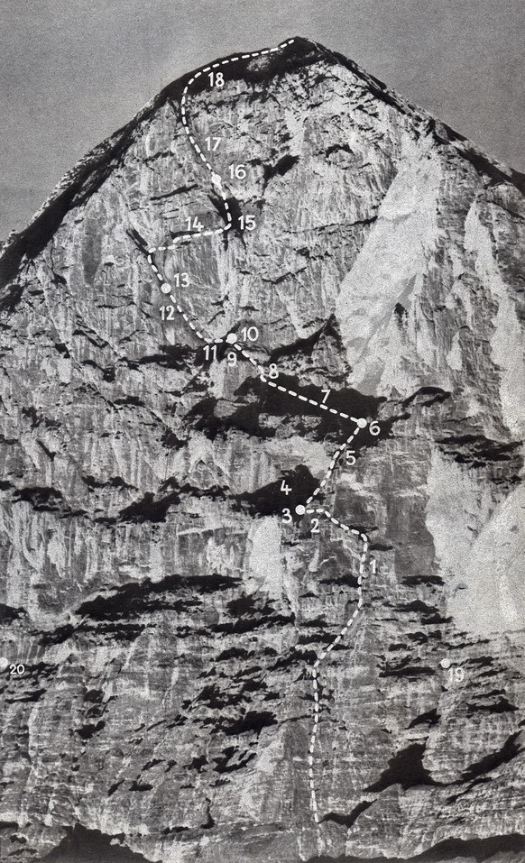ARCHIVE --- VOR 80 JAHREN, AM 24. JULI 1938, GELANG DER DEUTSCH-OESTERREICHISCHEN VIERERSEILSCHAFT MIT ANDERL HECKMAIR, HEINRICH HARRER, FRITZ KASPAREK UND LUDWIG VOERG DIE ERSTBEGEHUNG DER EIGER-NORD ...