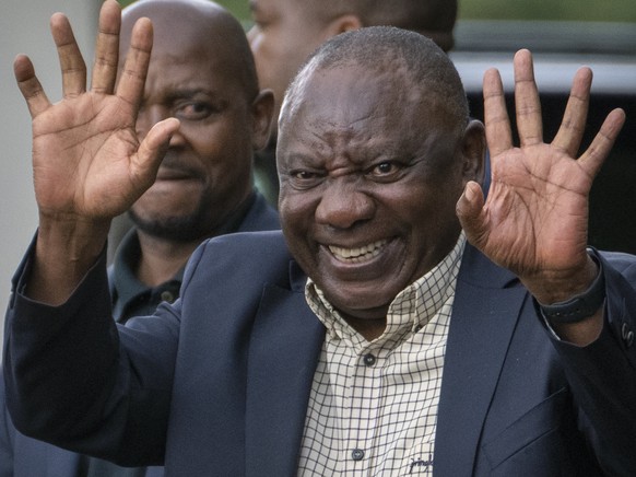 South African President Cyril Ramaphosa leaves an African National Congress (ANC) national executive committee in Johannesburg, South Africa, Monday Dec. 5, 2022. Ramaphosa might lose his job, and his ...
