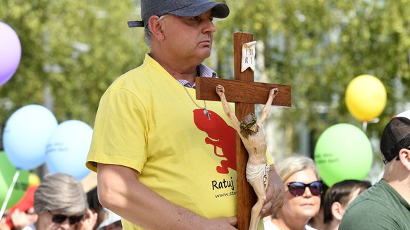 Kundgebung der Abtreibungsgegner am Marsch fuers Laebe in Zuerich am Samstag,14. September 2019. (KEYSTONE/Walter Bieri)