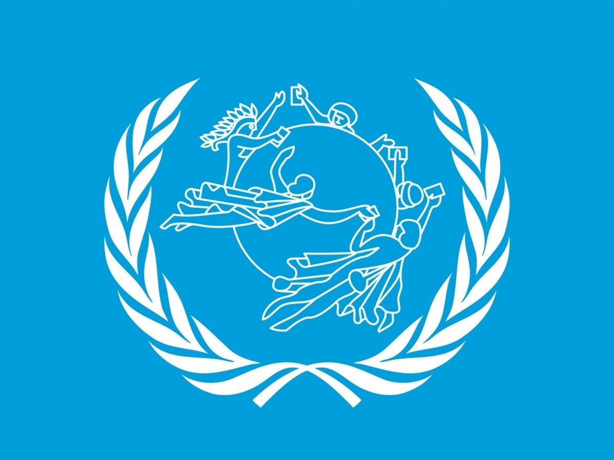 Der Weltpostverein ist seit 1948 eine Sonderorganisation der UNO.
https://commons.wikimedia.org/wiki/File:Flag_of_UPU.svg