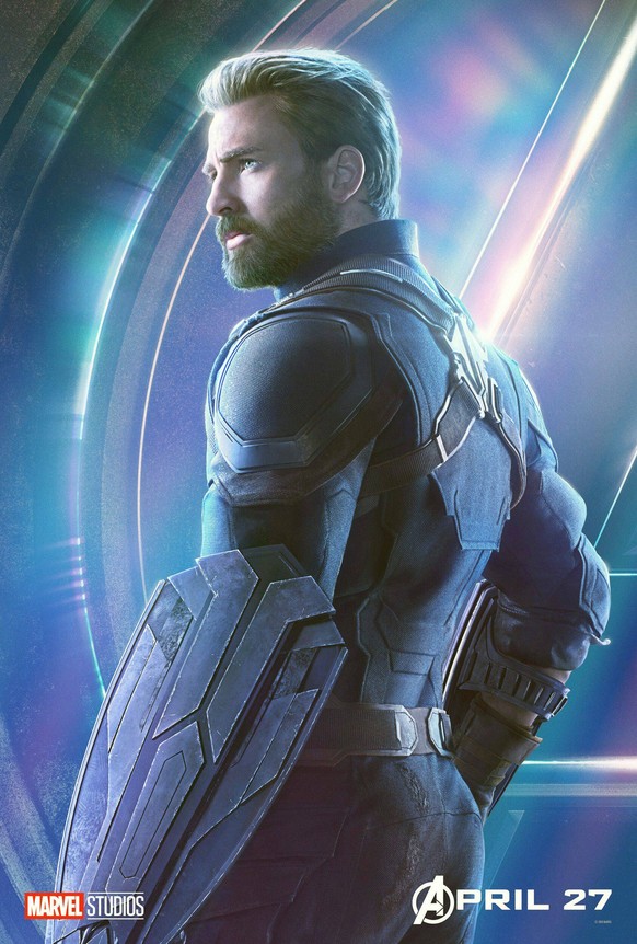 AVENGERS: INFINITY WAR, US character poster, Chris Evans as Captain America, 2018. Marvel / Walt Disney Studios Motion Pictures ACHTUNG AUFNAHMEDATUM GESCHÄTZT PUBLICATIONxINxGERxSUIxAUTxONLY Copyrigh ...