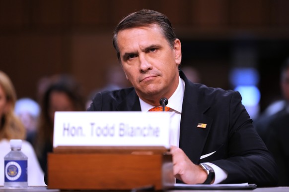 FILE - Acting Attorney General Todd Blanche appears before the Senate Judiciary Committee on Capitol Hill in Washington, July 15, 2026. (AP Photo/Mark Schiefelbein, File)
Todd Blanche