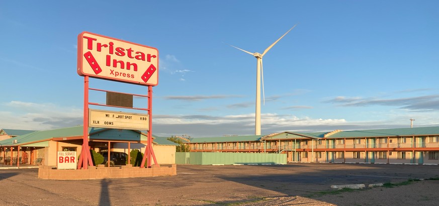 Das Tristar Inn in Tucumcari, New Mexico. Mit HBO und ooms.